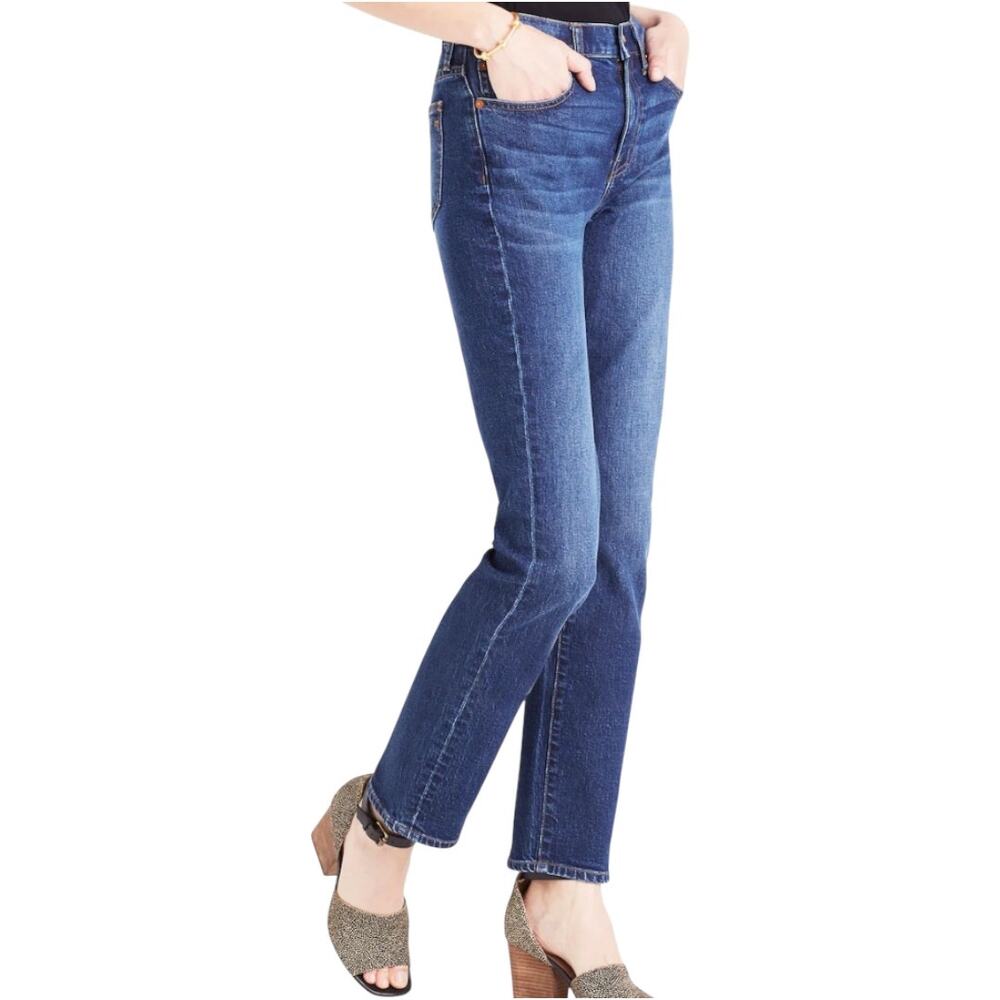 Madewell Cruiser Straight Jeans Stretch Denim Distressed Blue Medium Wash 25x28